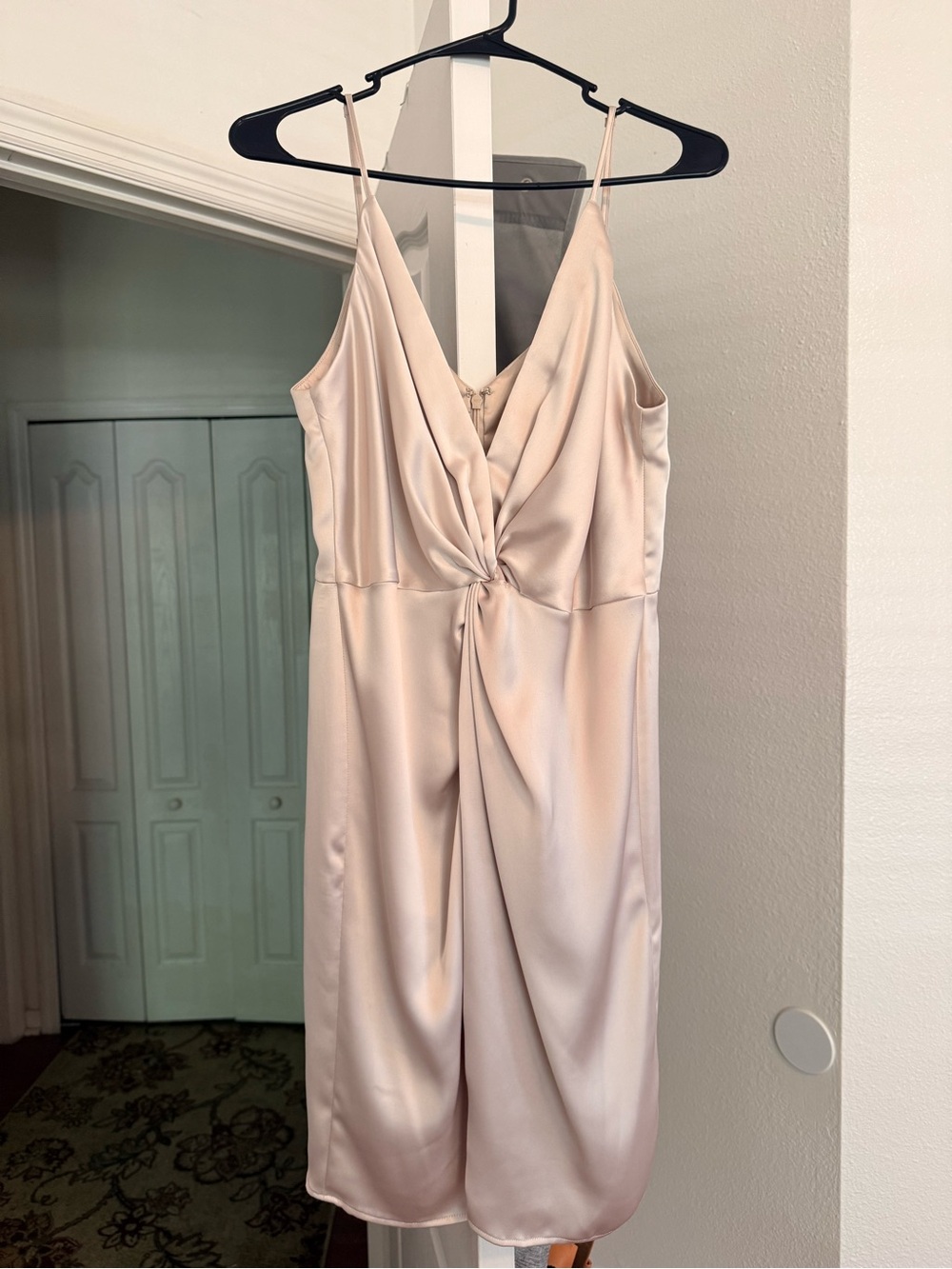 Gianni Bini Blush Satin Twist-Front Wedding Dress
